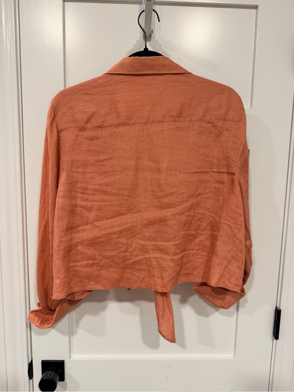 Aritzia connection linen blouse in kiln pink Tie-Front Button-Down Shirt - Picture 2 of 3